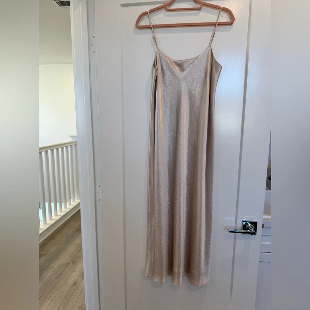 Vince Champagne Beige satin Slip Dress - Picture 1 of 8